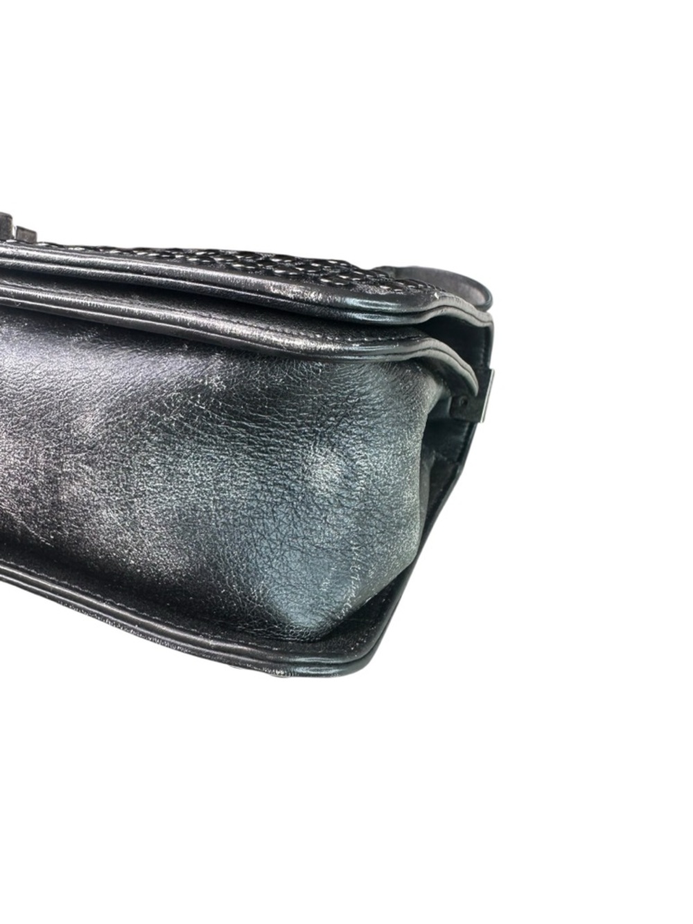 CHANEL Metallic Black Quilted Studded Shoulder Bag - Picture 7 of 10